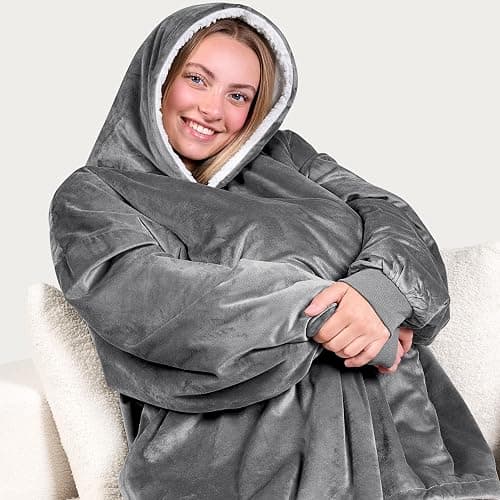 Bare Home Wearable Blanket Hoodie - Soft Plush Sherpa - Warm and Cozy - Oversized Wearable Blanket - Adult & Kid Sizes thumbnail 5