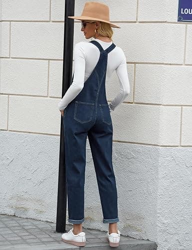 luvamia Women's Casual Stretch Adjustable Denim Bib Overalls Jeans Pants Jumpsuits thumbnail 4