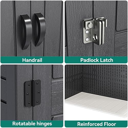 YITAHOME 59 cuft Vertical Outdoor Storage Shed w/o Shelf, 5.6 x 2.3 ft Lockable Resin Waterproof Tall Storage Cabinet, Suitable for Patio Furniture, Pool Accessories, and Garden Tools, Dark Gray - Extra Large-59 cu ft - Dark Gray thumbnail 4