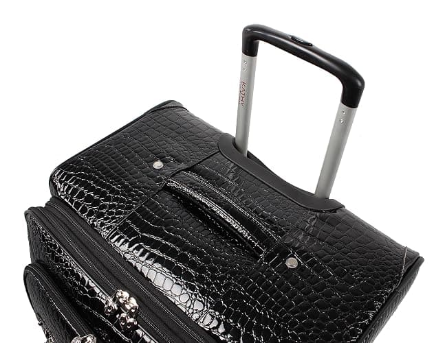 Kathy Van Zeeland Croco PVC Designer Luggage - Lightweight Expandable 28 Inch Suitcase for Women - Large Durable Bag with 4-Rolling Spinner Wheels (Black) thumbnail 5