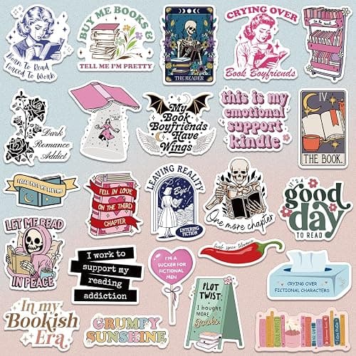 150 PCS Romance Book Stickers for Kindle, Holographic Bookish Sticker Pack Reading Glitter Vinyl Decals for Laptop Ebook Readers Water Bottles Journal Scrapbook Waterproof thumbnail 3