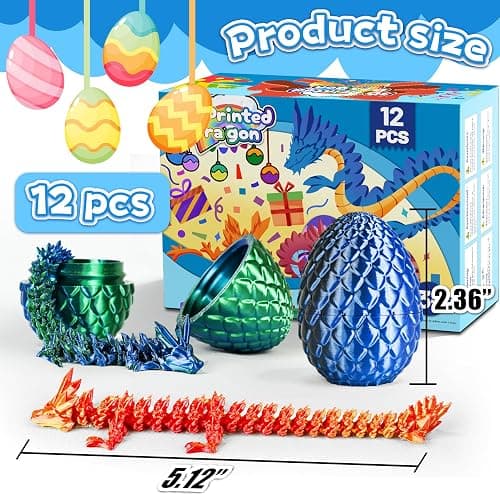 Cybermaker 12PCS 3D Printed Dragon Toys Eggs with Dragon Inside, Christmas Stocking Stuffers for Kids, 3D Printing Toys for Kids, Fidget Toy for Adults Teens Boy Gifts Cool Stuff Christmas Fun Gifts thumbnail 2