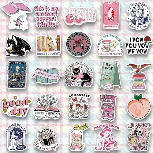 200 PCS Book Stickers for Kindle, Bookish Holographic Reading Booktok Sticker Pack for Adult, Waterproof Aesthetic Vinyl Decals for Laptop Ebook Readers Water Bottles thumbnail 3
