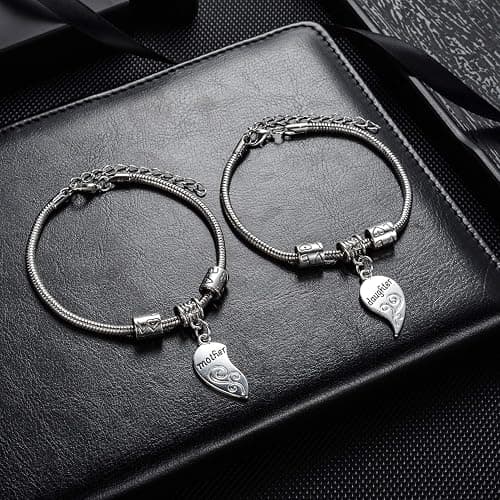 YEEQIN 2PCs Matching Heart Mother Daughter Bracelets Mother Daughter Jewelry Set Gift for Mom or Daughter thumbnail 2