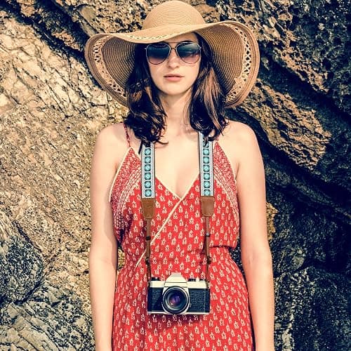 Padwa Lifestyle Camera Strap - 1.5" Crazy Horse Cowhide Head Cotton Strap,Vintage Embroidery Camera Straps for Photographers,Cameras,Binoculars,Cute Adjustable Shoulder Neck Strap for Adults & Kids thumbnail 2