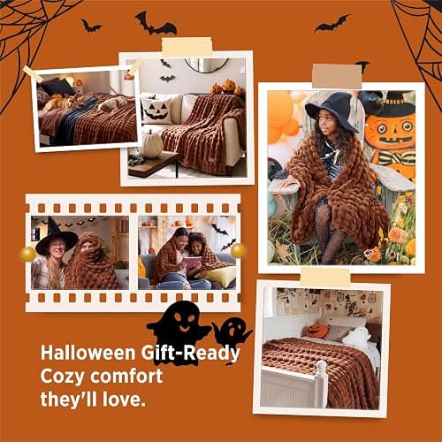 Bedsure Bubble Throw Blanket for Halloween Decor，Burnt Orange, 50"×60" | Lightweight Decorative, Fall blanket, Fleece, Couch/Sofa/Bed, Soft, Cute, Gifts for Women, Room Decor thumbnail 7