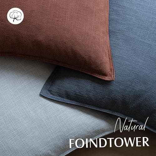 Foindtower Pack of 2, Decorative Linen Soild Throw Pillow Covers Soft Accent Euro Cushion Case Boho Farmhouse Pillowcase for Chair Couch Sofa Bedroom Living Room Home Decor 20 x 20 Inch Rust Red thumbnail 4