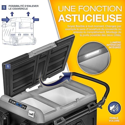 tillvex® Glacière à Compresseur | Congélateur Electrique avec Contrôle WiFi-APP, Port USB, 12/24 V 230V | Réfrigérateur jusqu'à -20 °C pour Voiture, Camion, Bateau, Camping-Car, Camping (Gris, 40 L) thumbnail 3