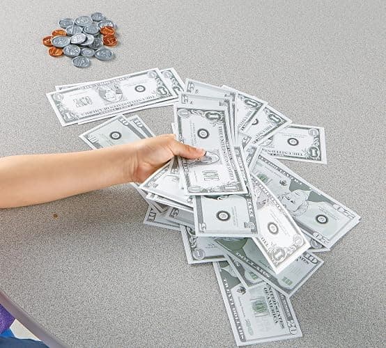 Learning Resources Pretend Play Money - Math Manipulatives for Kids, Kids Bank, Plastic Coins, Cash Register, Toddler, Homeschool Supplies, Fine Motor Skills, Teaching Set Manipulatives thumbnail 2