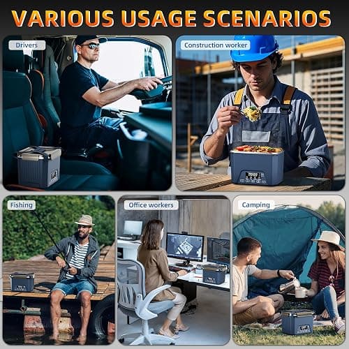 Cordless Electric Lunch Box, 1.2L Self Heating Lunch Box Battery Powered with Automatic Heating, BPA Free, Meal Prep Friendly (Blue) thumbnail 5