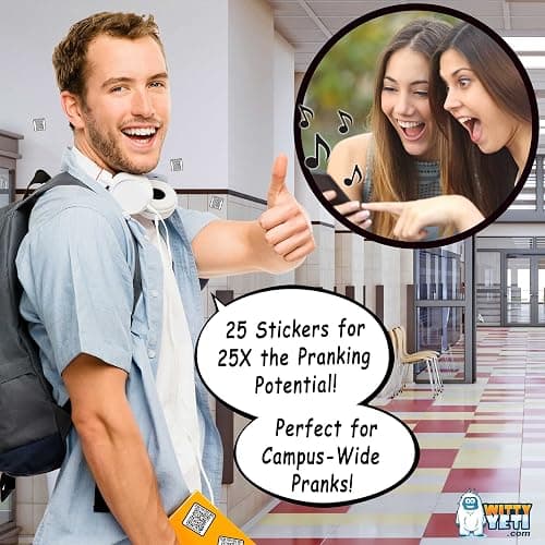 Witty Yeti Ad-Free, Realistic 2x2IN Fake WiFi Rick Roll QR Code Stickers 25 Pack. Best Bulk Practical Joke Novelty Set for April Fools. Trick Friends and Family with Hilarious Vinyl Decal Meme Prank thumbnail 3