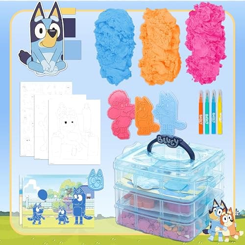 Bluey Stackable Sensory Case, Reusable Sensory Bin with Stickers, Sensory Play Sand Bags, Coloring Activities, Toddler Activities, Sensory Toys, Sensory Toys for Toddlers 1-3 thumbnail 4