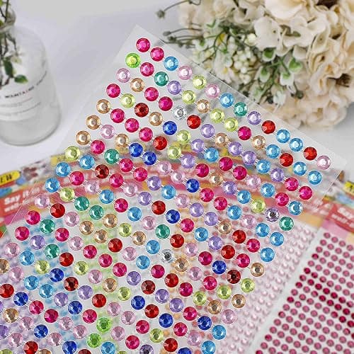 3120pcs 6mm Self-Adhesive Rhinestone Stickers Gem Stickers Jewels Crystal Embellishment Sheet for Crafts DIY Card Making (12 Sheets) thumbnail 4