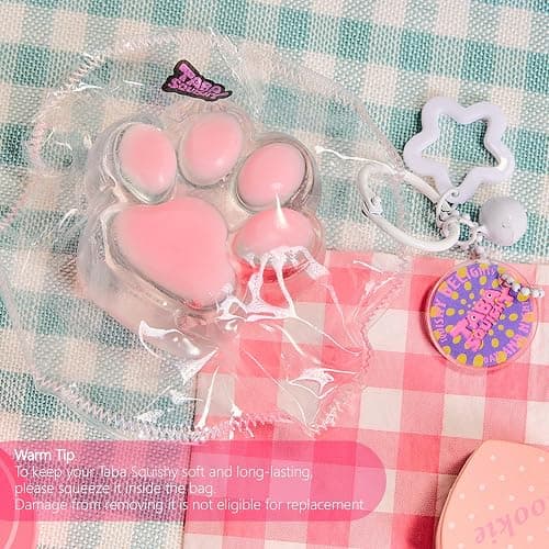 Cute Animals Taba Squishy Toys for Kids & Adults – Kawaii Stress Relief Fidget Sensory Toys, Soft Silicone Squeeze Gifts for Children, Teens, and Adults (Pink Paw) thumbnail 3
