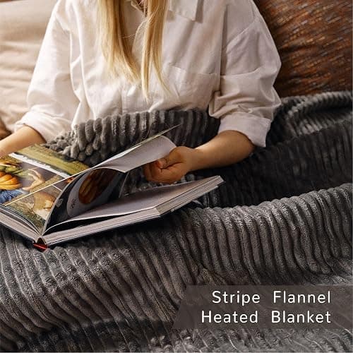 Heated Blanket Twin Size 62"x84",ETL Certification-6 Heating Levels Electric Blanket&1-10 Hour Auto Off,Machine Washable Heating Blanket(Grey) thumbnail 6