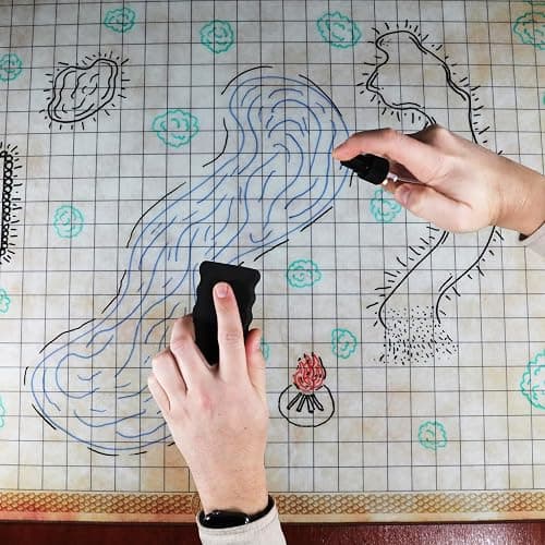 ENHANCE Deluxe RPG Grid Mat - DND Map (24x36in) with Premium Rubber, Non-Slip Grip, No Creasing - Dry Erase DND Mat Set for Masters and Starters, Erasable Parchment with Travel Pouch, Marker Set thumbnail 2