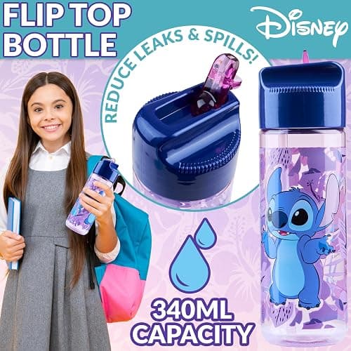 Disney Stitch Kids Lunch Box with Compartments and Water Bottle for School (Blue/Purple) thumbnail 5