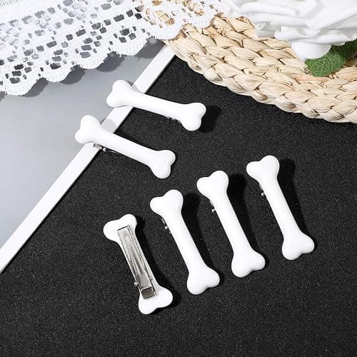 Mabor 8Pcs Bone Hair Clip, White Bones Hairpins for Women Girls | Hair Styling Accessories for Halloween Christmas Cosplay Costume Party Daily Wear, White Dog Bone Alligator Clips thumbnail 7