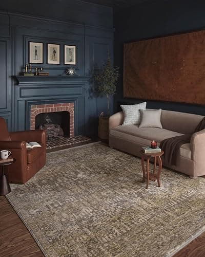 Loloi Magnolia Home by Joanna Gaines Junie Collection JUE-02 Moss/Natural 6'-7" x 9'-10", .38" Pile Height, Area Rug - Image 1