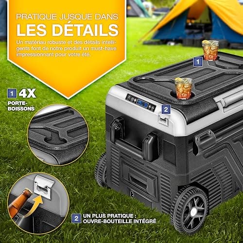 tillvex® Glacière à Compresseur | Congélateur Electrique avec Contrôle WiFi-APP, Port USB, 12/24 V 230V | Réfrigérateur jusqu'à -20 °C pour Voiture, Camion, Bateau, Camping-Car, Camping (Gris, 40 L) thumbnail 4