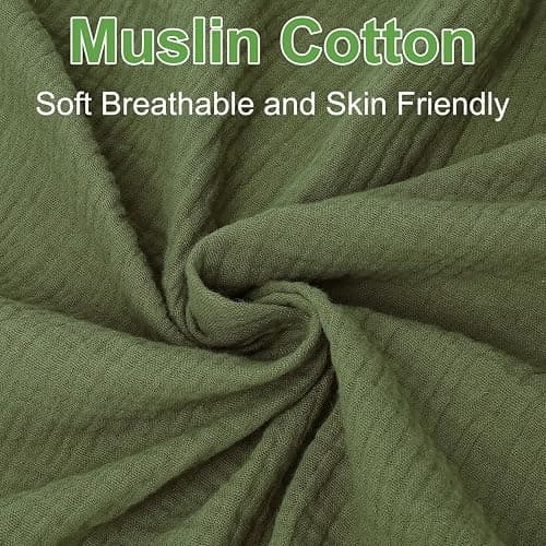 PET REJOIR Muslin Fitted Crib Sheets for Girls & Boys-2 Pack 28"x 52" Soft Baby Mattress Sheet-No Slip Boho Neutral Breathable Toddler Cotton Bedding Olive Green & Beige | Muslin, 2 Pack, 28"x 52", Soft, Boho Neutral, Breathable, Toddler Cotton Bedding, Olive Green & Beige thumbnail 9