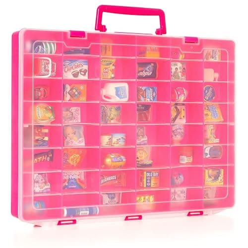 Plastic Toy Storage Case Compatible with Mini Brands Collector Toys, Shopkins, Real Littles, and LOL Surprise Series 1, 2, 3, 4, Collectible Minibrands Compartments for create masterchef (Pink) - Image 1