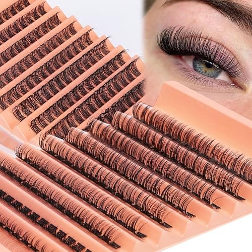 Individual Lashes Cluster DD Curl False Eyelashes 126pcs Natural Cluster Russian Lashes with Thin Band Light Fluffy DIY Lash Extension Natural Eyelashes by TOOCHUNAG thumbnail 4
