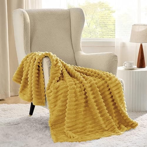 Bedsure Honey Fleece Blanket for Couch - GentleSoft Cozy Soft Blankets for Women, Cute Small Throws for Girls, 50x60 Inches - Honey - Throw (50" x 60") thumbnail 2
