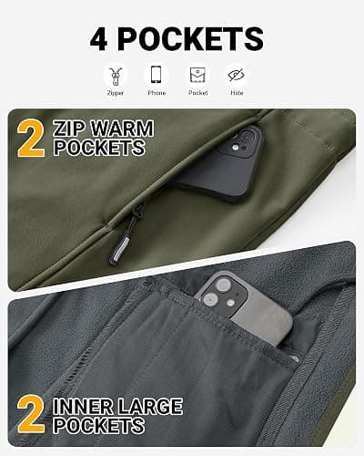Outdoor Ventures Women's Lightweight Waterproof Fleece Lined Hooded Softshell Rain Jacket, Warm Windbreaker Long Coat thumbnail 5
