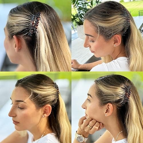 Camila Paris CP33/2 French Hair Side Comb Small Tortoise Shell French Twist Hair Combs Decorative, Strong Hold Hair Clips for Women Bun Chignon Up-Do Styling Girls Hair Accessories, Made in France thumbnail 2