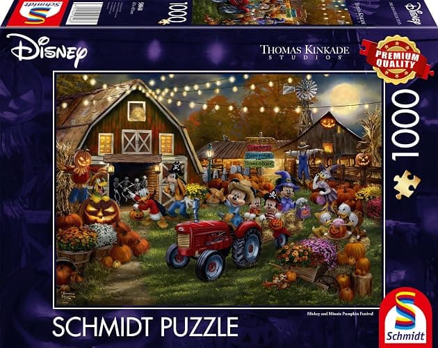 Schmidt 58048 Disney, Topolino & Minnie Pumpkin Festival, Thomas Kinkade, 1000 pezzi puzzle thumbnail 4