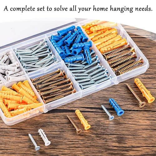 KURUI Wall Anchors Kit for Hanging Wall Art Decor, 160Pcs Drywall Anchors Assortment Kit for Frame Shelf Decorations, Plant Hooks, 80 Screws and 80 Plugs, Picture Hangers for Dry Wall Concrete Brick thumbnail 7