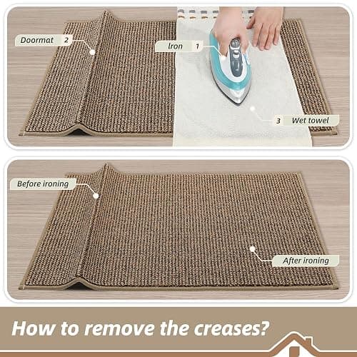 BEQHAUSE Dirt Trapper Door Mat 32" x 48", Non-Slip Washable Doormats Entrance Mat, Dirt Resistant and Absorbent Welcome Mat, Low Profile Floor Mats for Front Back Door and Entryway, Taupe thumbnail 9