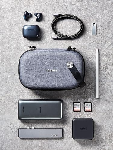 UGREEN Travel Accessories Bag, Portable Cable Organiser Travel Electronics Organiser Small Gadget Cable Bag Pouch, Hard Case for Charger Adapter Power Bank Hard Drive(Grey) thumbnail 5