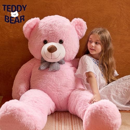 47 inch Big Giant Teddy Bear Stuffed Animals, Pink Soft Plush Life Size Bear Toy All Ages Gift for Children/Girlfriend/Valentine's Day/Christmas/Birthday/Baby Shower/Wedding/Party Decorations thumbnail 2