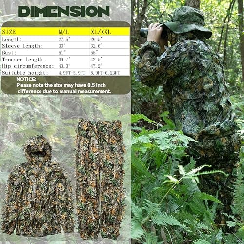 LEIMO KPARTS Leafy Ghillie Suit for Hunting,3D Leafy Camo Suit Costume for Men,Camouflage suit thumbnail 6