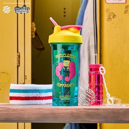BlenderBottle Spongebob Shaker Bottle Pro Series Perfect for Protein Shakes and Pre Workout, 28-Ounce, Yellow/Blue, Musclebob Buffpants thumbnail 2