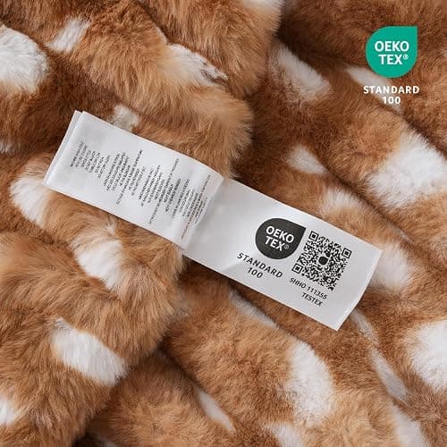 Cozy Bliss Premium Ruched Faux Fur Throw Blanket for Couch, Double-Sided Soft Textured Fuzzy Plush Blanket for Home Decor, Bed & Living Room, Cozy Warm Minky 550GSM Blanket, 50 x 60 Inches, Brown Deer thumbnail 9