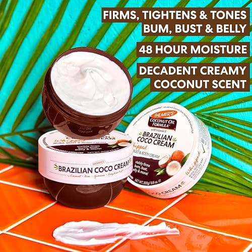 Palmer's Coconut Oil Formula Brazilian Coco Cream with Vitamin E, 8.8 Fl Oz, Whipped Bum, Bust & Body Cream, Helps with Skin Tightening & Firming thumbnail 4