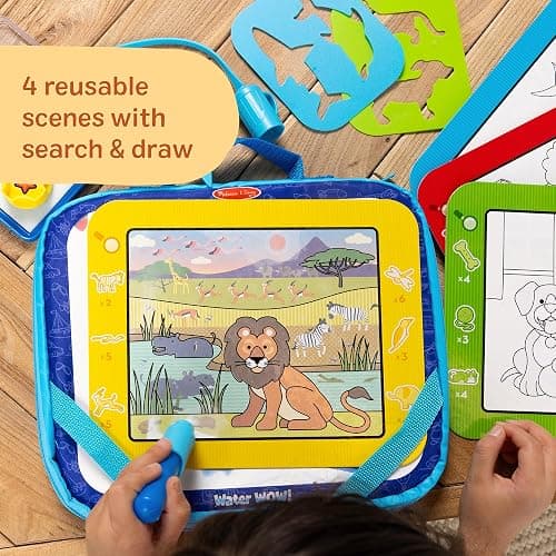 Melissa & Doug Water Wow! Take-Along Reusable Color-Reveal Drawing Set Mess-Free Multi-Activity Pad with Water PenTravel Toy for Toddlers & Kids Ages 3+ thumbnail 3