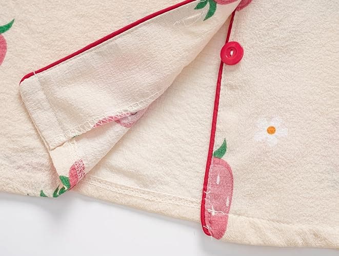 Hupohoi Girls Pajamas Short Sleeve with Shorts Button Down Loose Fit Summer Sleepwear Soft Wrinkle Muslin Nighty 2pcs thumbnail 6