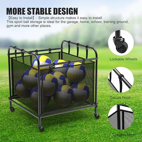 TUBAGOU Volleyball Setter Training Equipment Net with Portable Volleyball Cart with Wheels, Volleyball Practice Equipment 5 Height Options and Adjust The Target Hoop Angle by 10 Angles thumbnail 5