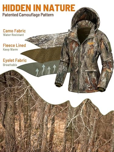 NEW VIEW Womens Hunting Clothes, Upgraded Ultra-Quiet Water Resistant Camo Hunting Jacket for Duck Waterfowl Deer Hunting thumbnail 2