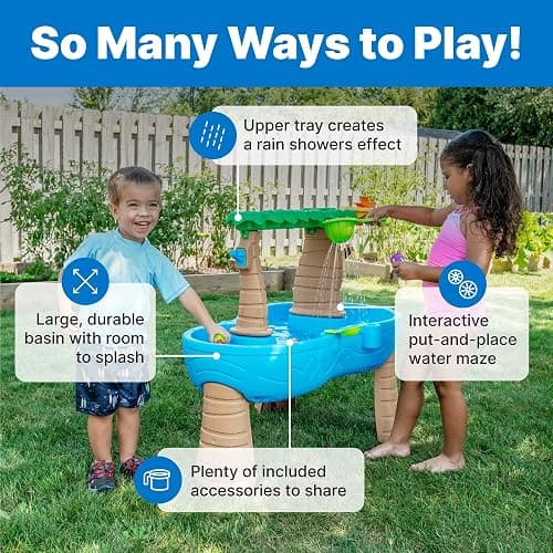 Step2 Tropical Rainforest Kids Water Tables, Outdoor Toddler Activity Table, Ages 1.5+ Years Old, 13 Piece Water Toy Accessories, Blue & Green thumbnail 5