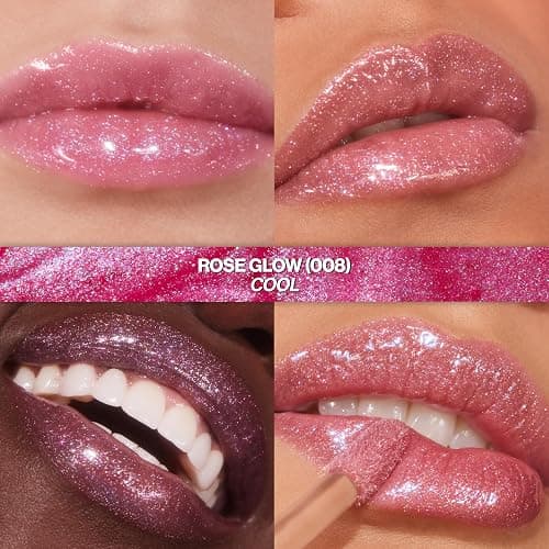 REVLON Super Lustrous Glimmer Gloss, Non-Sticky Lip Gloss, High-Shine Finish, Plant-Based Glitter, 008 Rose Glow, 0.13 fl oz thumbnail 2