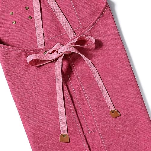 AFUN Chef Aprons for Men Women with Large Pockets, Cotton Canvas Cross Back Heavy Duty Adjustable Work Apron, Size M to XXL (Pink) thumbnail 6