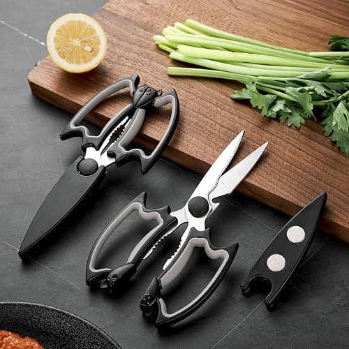 OMDAR Magnetic Kitchen Scissors All Purpose 2 Pack - Halloween Bat Kitchen Shears - Heavy Duty Stainless Steel Cooking Shears for Cutting Meat, Food, Poultry - Featuring a Magnetic Protective Sheath thumbnail 2