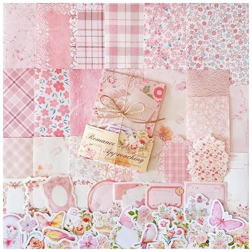 Doraking 100pcs Vintage Floral Scrapbook Paper Journaling Stickers Assorted Set, Material Paper Memo Junk Journal Supplies for Bullet Journaling Retro Crafts Planner Collage Card Album - Image 1
