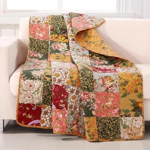 Greenland Home Antique Chic Quilted Patchwork Throw, 50" x 60" , Multicolor thumbnail 2