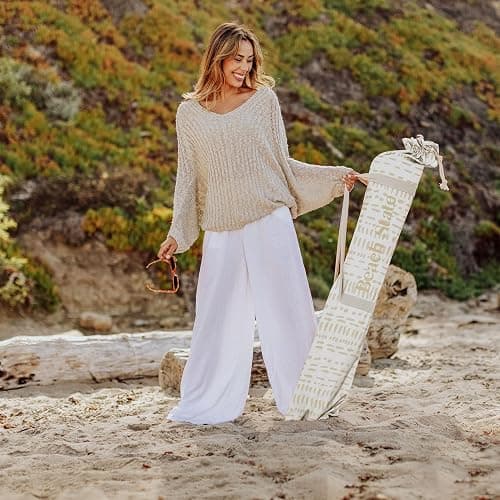 BEACH STATE Summerland 6.5 Feet Beach Umbrella with Fringe - Patio Umbrella - Outdoor Umbrella - UV50+ Sun Protection - Laguna Print in Driftwood thumbnail 7